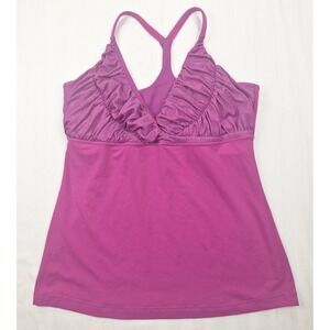 Lululemon Pure Balance Tank Top Magenta Purple Ruched Racerback Size 12